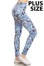 Luscious Baby Blue Floral Full Length (yoga band)