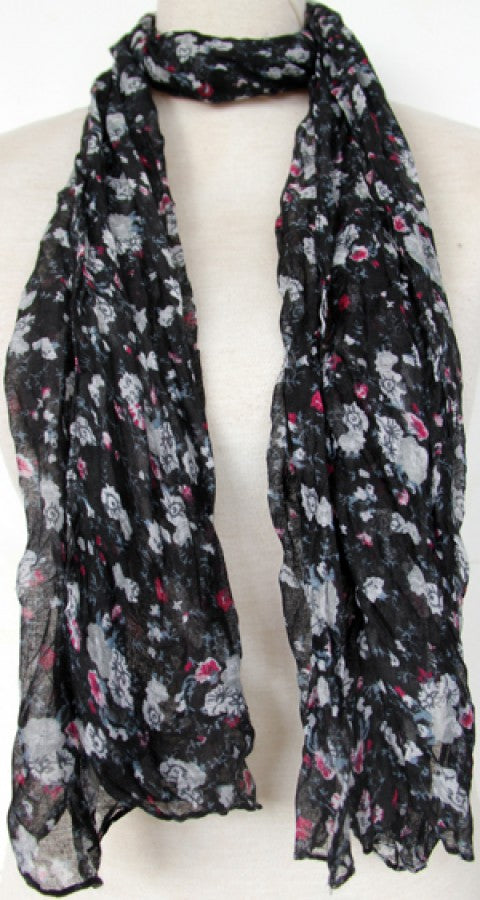 Black and Red Floral Scarf