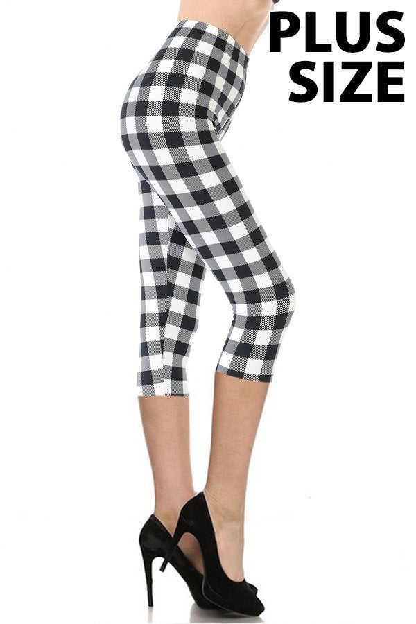 Luscious Black and White Plaid Capri