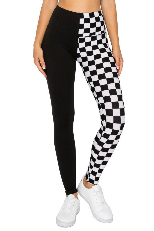 Lean Split Black and White Checkers Full Length